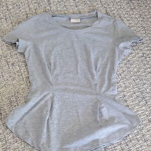H&M Light Gray Short Sleeve Peplum Top XS